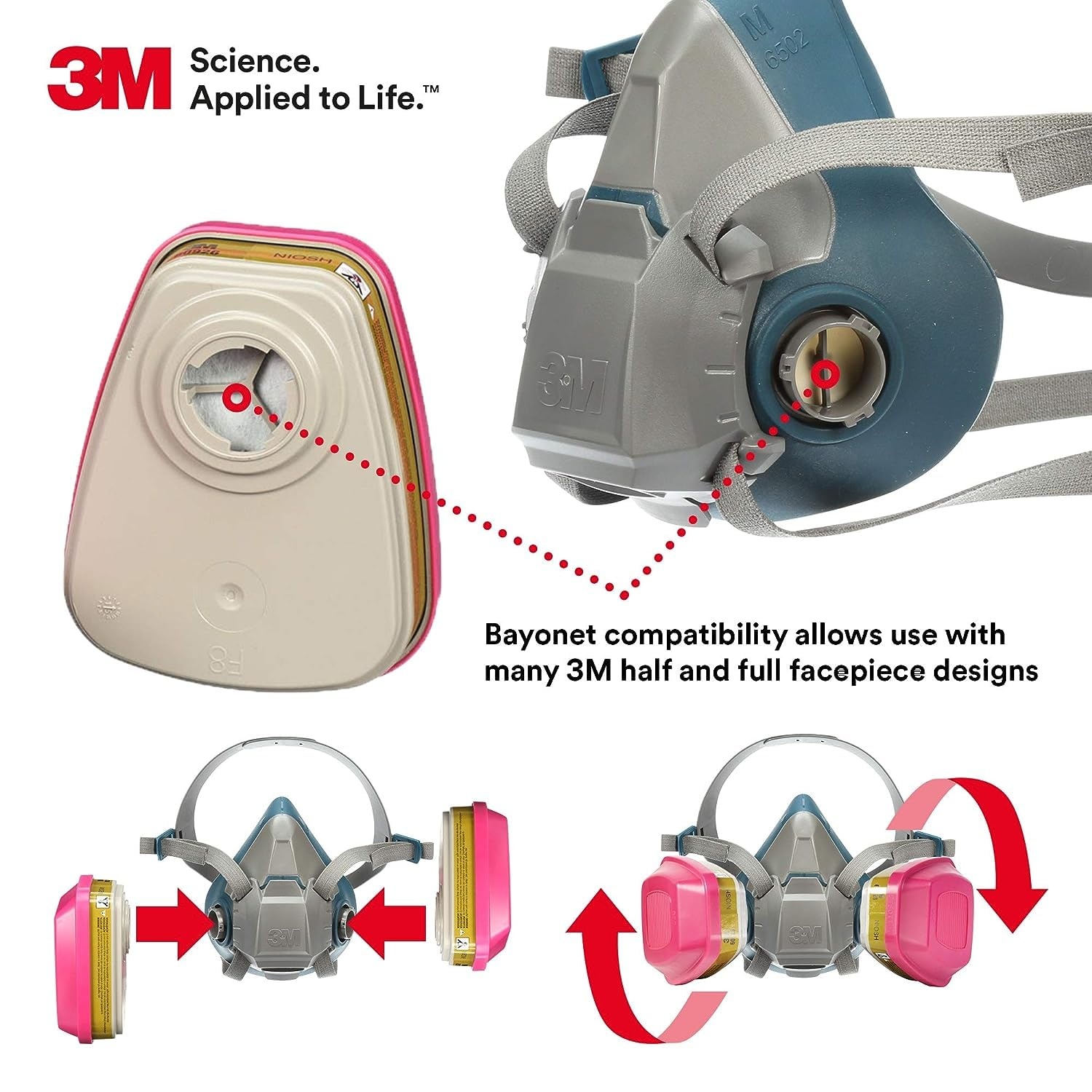 image:image3M P100 Respirator CartridgeFilter 60925 1 Pair NIOSH APPROVED Protects Against Formaldehyde Organic Vapors and Particulates Use in General Manufacturing Heavy Industrial Metal Production