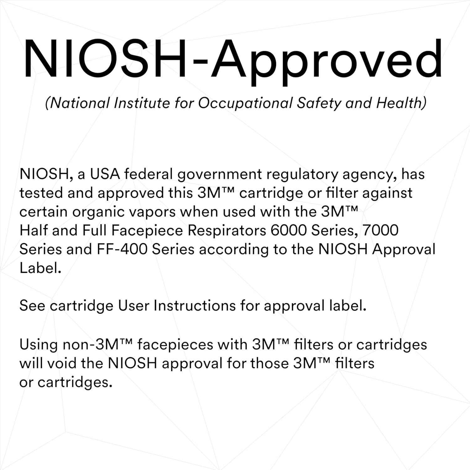 image:image3M P100 Respirator CartridgeFilter 60925 1 Pair NIOSH APPROVED Protects Against Formaldehyde Organic Vapors and Particulates Use in General Manufacturing Heavy Industrial Metal Production