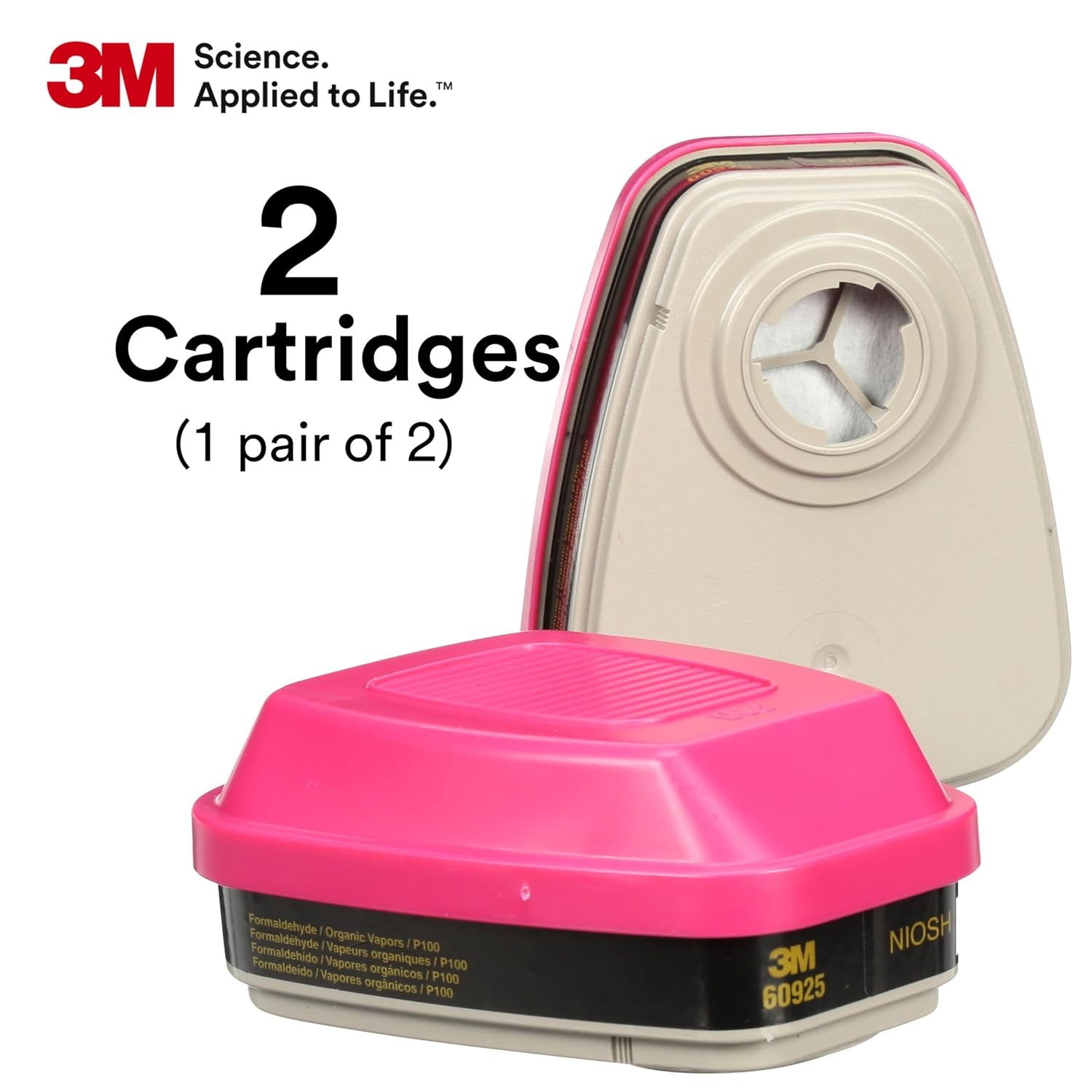 image:image3M P100 Respirator CartridgeFilter 60925 1 Pair NIOSH APPROVED Protects Against Formaldehyde Organic Vapors and Particulates Use in General Manufacturing Heavy Industrial Metal Production