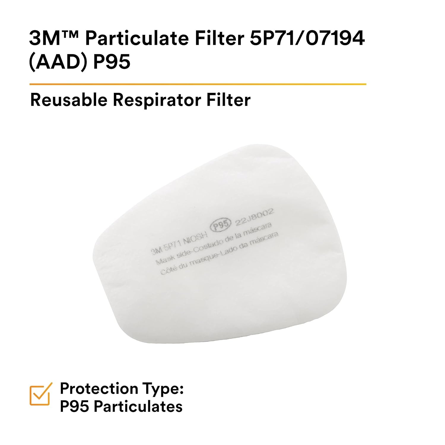 image:image3M Respirator Filter Replacement 5P71 5 Pairs P95 Must Be Used with 3M 5000 Respirators or 3M Cartridges 6000 Series