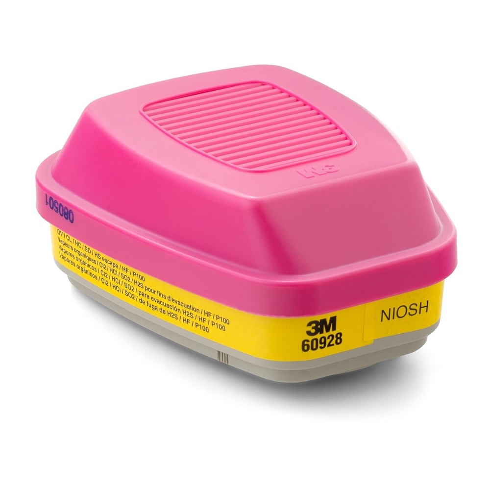 image:image3M P100 Respirator CartridgeFilter 60928 1 Pair NIOSH APPROVED Protects Against Organic Vapors Chlorine Hydrogen Chloride Sulfur Dioxide Hydrogen Sulfide Hydrogen Fluoride and Particulates
