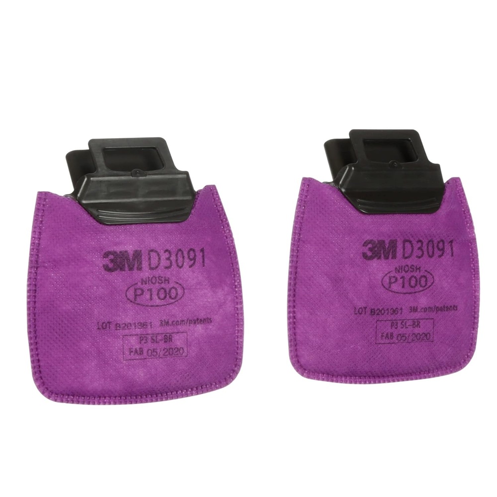 image:image3M P100 Respirator Filter Secure Click D3091 Protection Against Certain Oil and NonOil Based Particulates NIOSH Approved DualFlow for Easier Breathing 1 Pair
