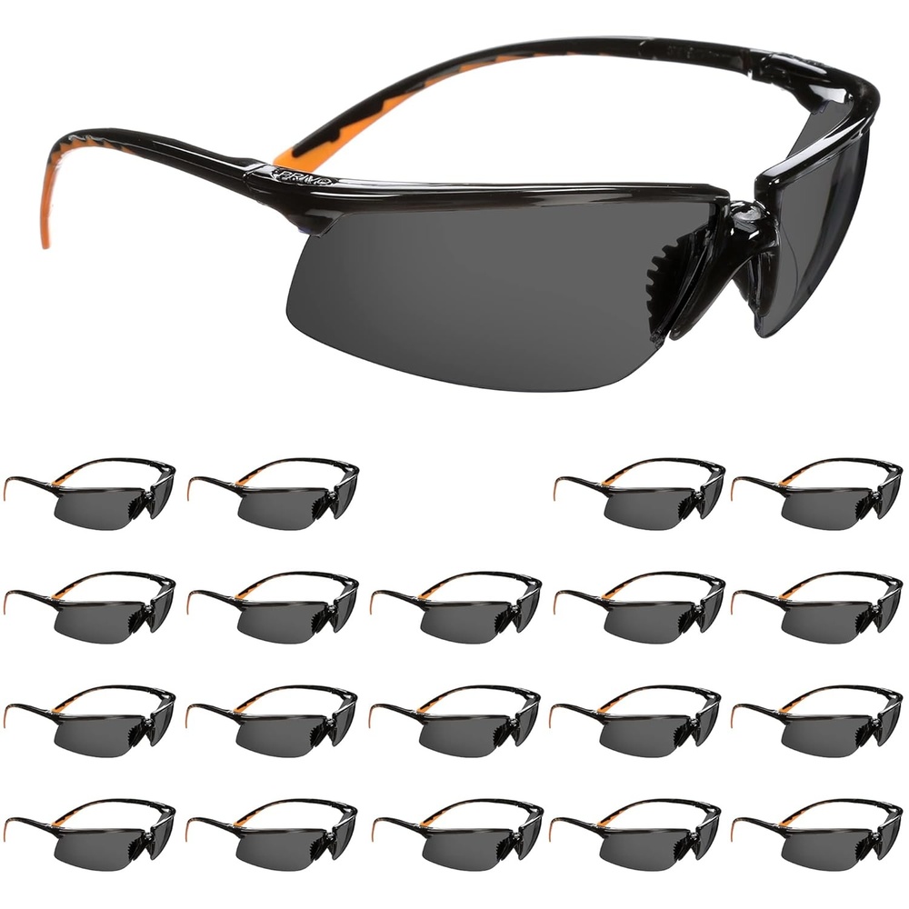 image:image3M Safety Glasses Privo 20 Pack ANSI Z87 AntiFog Gray Lens BlackOrange Frame European StyleGray Lens  BlackOrange Frame