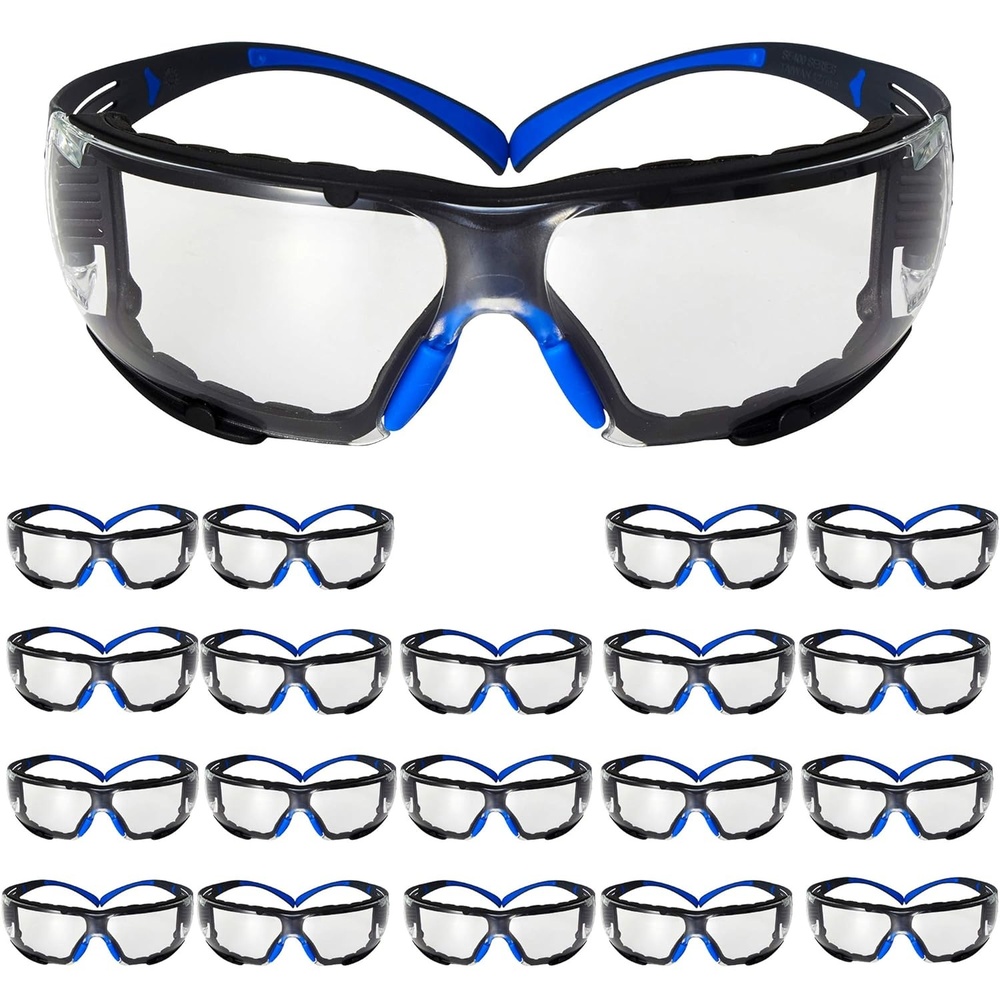 image:image3M Safety Glasses SecureFit 20 Pack ANSI Z87 Scotchgard AntiFog AntiScratch Orange Lens BrownBlack Frame Flexible TemplesClear Lens  BlueGray Frame With Gasket
