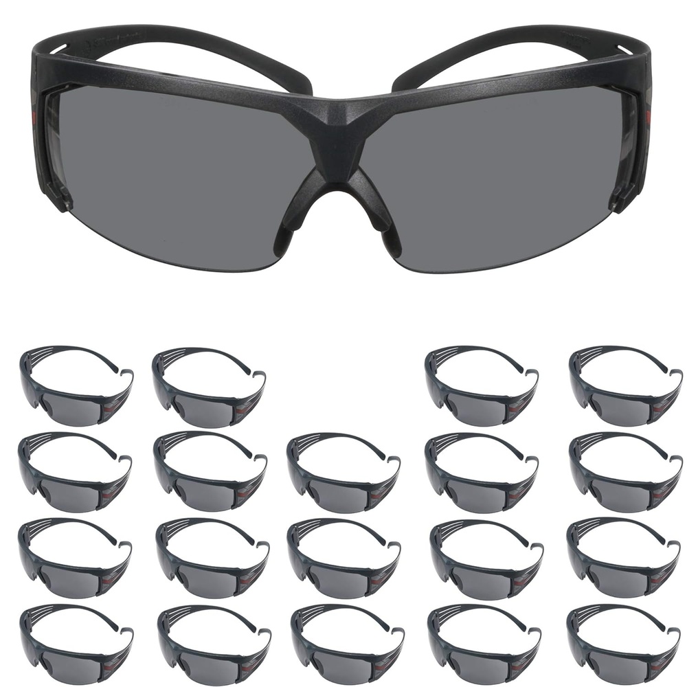 image:image3M Safety Glasses SecureFit 600 ANSI Z87 Scotchgard AntiFog Clear Lens Black Frame Flexible TemplesGray Lens  Gray Frame