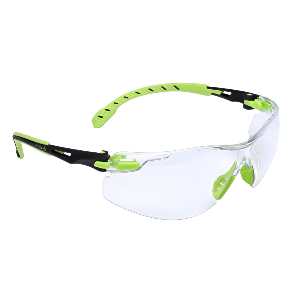 image:image3M Safety Glasses Solus 1000 S1207SGAF ANSI Z87 Scotchgard AntiFog Lens GreenBlack Frame IndoorOutdoor Gray Lens Padded Temple Soft Nosebridge UV Protection Premium Eye ProtectionClear Lens  GreenBlack Frame