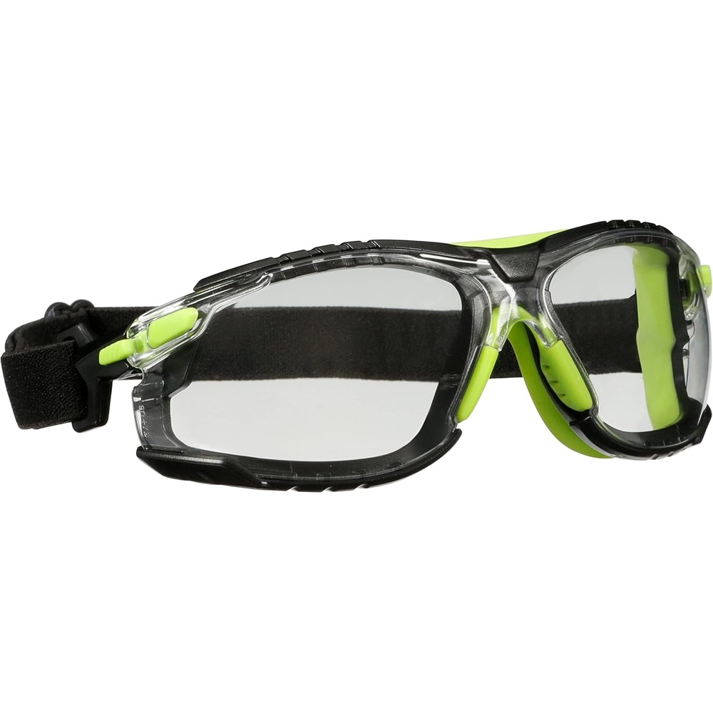 image:image3M Safety Glasses Solus 1000 Series S1201SGAFTSKT GreenBlack Scotchgard AntiFog Coating Clear Lens Anti Scratch with TPE Gasket and Elastic Strap Pack of 1