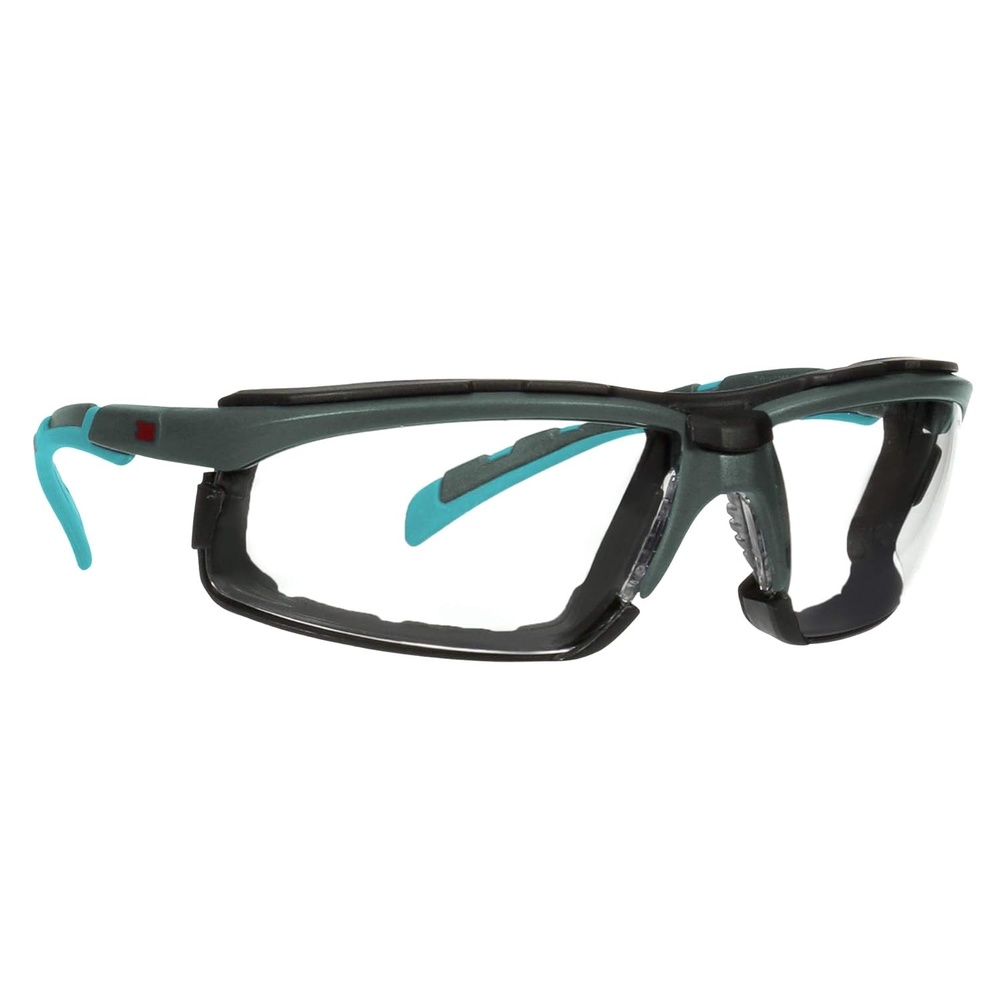 image:image3M Safety Glasses Solus 2000 Series ANSI Z87 Scotchgard AntiFog AntiScratch Grey Lens GreyTeal Frame Adjustable Ratchet Temples Pack of 1Clear Lens  GrayTeal Frame With Gasket