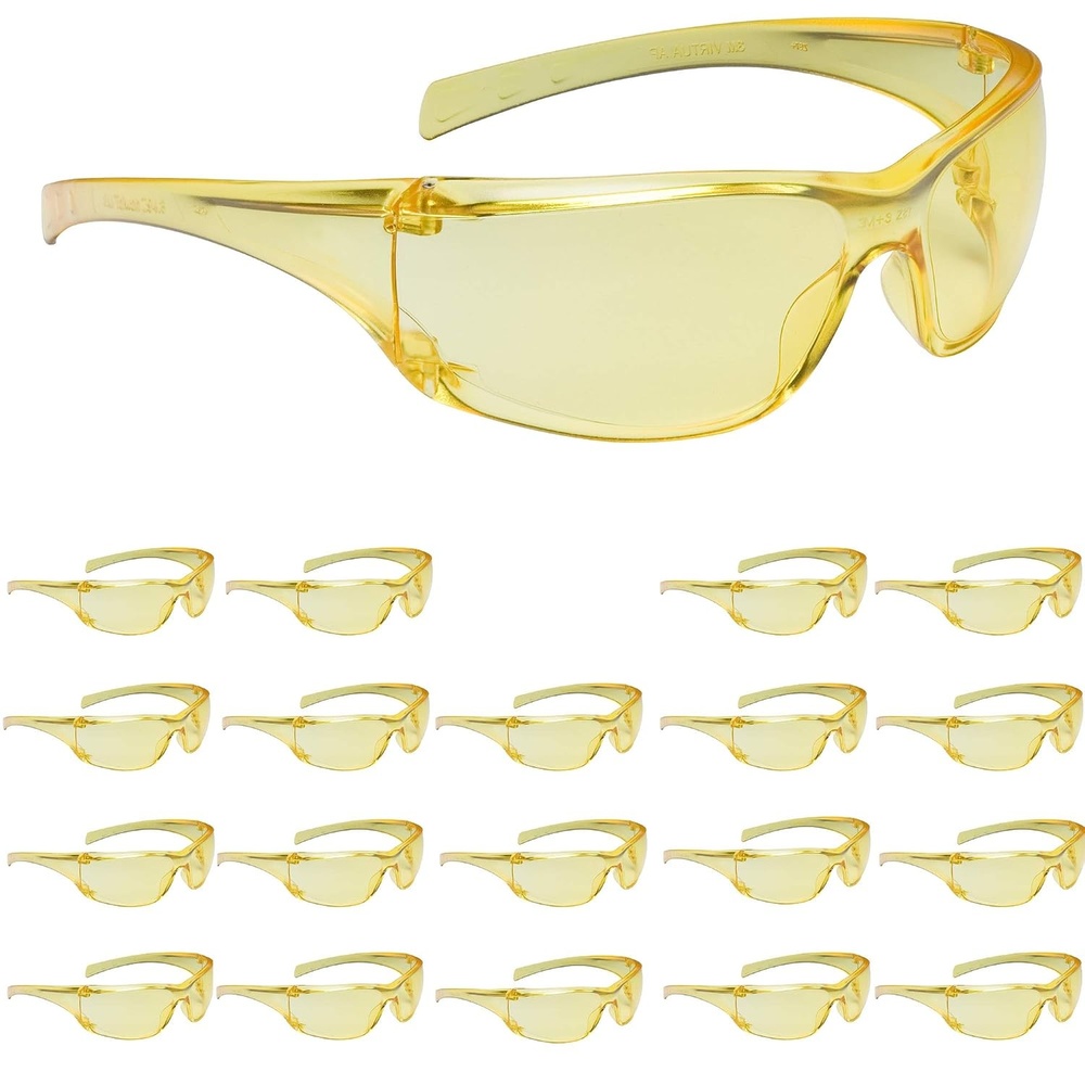 image:image3M Safety Glasses Virtua AP 20 Pack ANSI Z87 Amber Hard Coat Lens Amber Frame Side Shields Economical Eye Protection 999 UV Protection PolycarbonateAmber Lens  Amber Frame