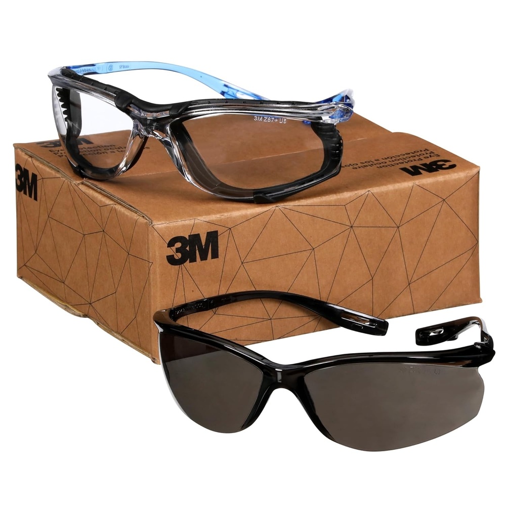 image:image3M Safety Glasses Virtua CCS and Virtua Sport CCS 2Pack AntiFog Clear Lens ANSI Z87 Corded Ear Plug Control System Removable Foam GasketClear  Gray