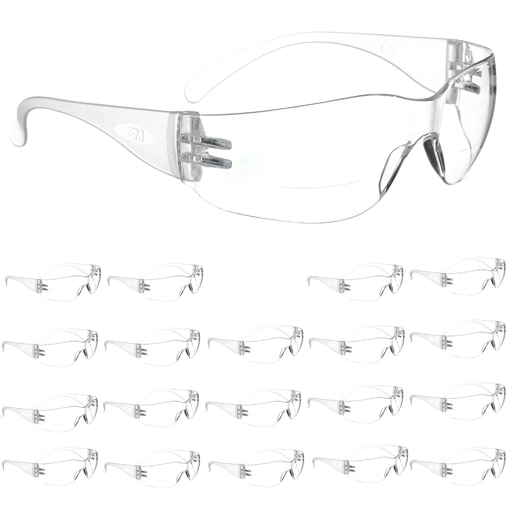 image:image3M Safety Glasses with Readers Virtua 15 Diopter Pack of 20 AntiFog Clear Lens Clear Frame Unisex Eye Protection ANSI Z87 Magnifiying Bifocal Readers20 Diopter
