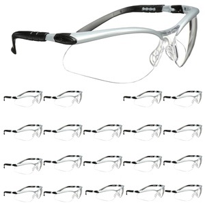 3M BX Safety Glasses, 20 Pair, ANSI Z87, Silver/Black Frame, Gray Anti-Fog Anti-Scratch Lens, Adjustable Length Temples and Lens Angle(Clear Lens  Silver/Black Frame)
