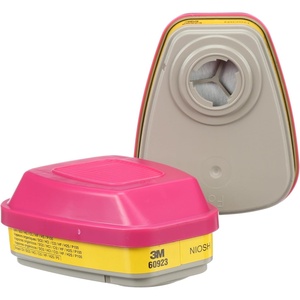 3M P100 Respirator Cartridge/Filter 60923, 1 Pair, NIOSH Approved, Helps Protect Against Organic Vapors, Acid Gases, and Particulates, Magenta, Yellow(60923)