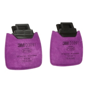 3M P100 Respirator Filter, Secure Click D3091 Protection Against Certain Oil and Non-Oil Based Particulates, NIOSH Approved, Dual-Flow for Easier Breathing, 1 Pair