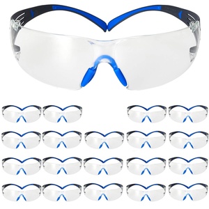 3M Safety Glasses, SecureFit, 20 Pack, ANSI Z87, Scotchgard Anti-Fog Anti-Scratch, Orange Lens, Brown/Black Frame, Flexible Temples(Clear Lens  Blue/Gray Frame)