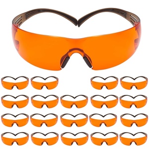 3M Safety Glasses, SecureFit, 20 Pack, ANSI Z87, Scotchgard Anti-Fog Anti-Scratch, Orange Lens, Brown/Black Frame, Flexible Temples(Orange Lens  Brown/Black Frame)