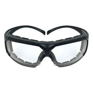 3M Safety Glasses, SecureFit 600, ANSI Z87, Scotchgard Anti-Fog Clear Lens, Black Frame, Flexible Temples(Clear Lens  Gray Frame With Gasket)