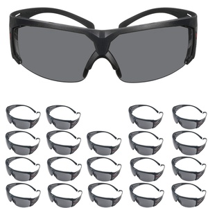 3M Safety Glasses, SecureFit 600, ANSI Z87, Scotchgard Anti-Fog Clear Lens, Black Frame, Flexible Temples(Gray Lens  Gray Frame)
