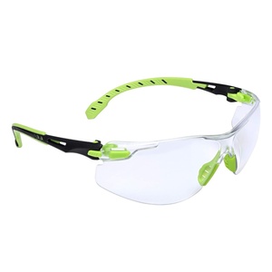 3M Safety Glasses, Solus 1000, S1207SGAF, ANSI Z87, Scotchgard Anti-Fog Lens, Green/Black Frame, Indoor/Outdoor Gray Lens, Padded Temple, Soft Nosebridge, UV Protection, Premium Eye Protection(Clear Lens  Green/Black Frame)