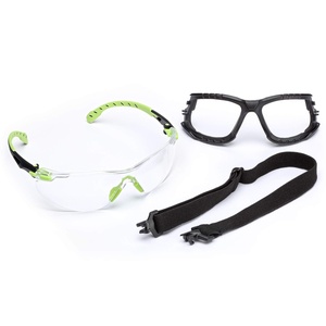 3M Safety Glasses, Solus 1000, S1207SGAF, ANSI Z87, Scotchgard Anti-Fog Lens, Green/Black Frame, Indoor/Outdoor Gray Lens, Padded Temple, Soft Nosebridge, UV Protection, Premium Eye Protection(Clear Lens  Green/Black Frame With Gasket)