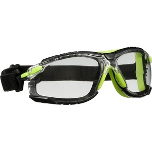 3M Safety Glasses, Solus 1000 Series, S1201SGAF-TSKT, Green/Black, Scotchgard Anti-Fog Coating, Clear Lens, Anti Scratch, with TPE Gasket and Elastic Strap, Pack of 1