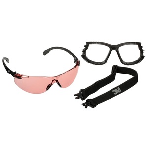 3M Safety Glasses, Solus 1000 Series, S1521SGAF-KT, Kit with Removable Foam Gasket and Strap, Black Frames, Indoor/Outdoor (I/O) Vermillion Scotchgard Anti-Fog Coated Lens, Pack of 1
