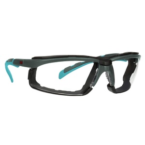 3M Safety Glasses, Solus 2000 Series, ANSI Z87, Scotchgard Anti-Fog Anti-Scratch, Grey Lens, Grey/Teal Frame, Adjustable Ratchet Temples, Pack of 1(Clear Lens  Gray/Teal Frame With Gasket)