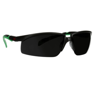 3M Safety Glasses, Solus 2000 Series, Anti-Scratch, IR Shade 5.0 Gray Lens, Black/Green Temples, Pack of 1(Ir Shade 5.0 Gray Lens)