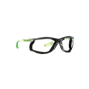 3M Safety Glasses, Solus CCS Series, ANSI Z87, Scotchgard Anti-Fog Coating, Gray I/O Lens, Pack of 1, Corded Ear Plug Control System, 99.9% UV Protection, SCCS07SGAF-GRN(Clear Lens  Green/Black Frame With Foam Gasket)