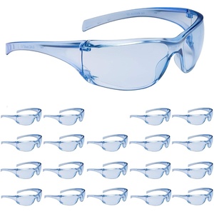 3M Safety Glasses, Virtua AP, 20 Pack, ANSI Z87, Amber Hard Coat Lens, Amber Frame, Side Shields, Economical Eye Protection, 99.9% UV Protection, Polycarbonate(Light Blue Lens  Light Blue Frame)