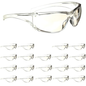 3M Safety Glasses, Virtua AP, 20 Pack, ANSI Z87, Amber Hard Coat Lens, Amber Frame, Side Shields, Economical Eye Protection, 99.9% UV Protection, Polycarbonate(Light Gray Lens  Light Gray Frame)