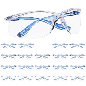 3M Safety Glasses, Virtua Sport CCS, 20 Pack, ANSI Z87, Anti-Fog, Anti-Scratch, Clear Lens, Blue Frame, Corded Ear Plug Control System(Clear Lens  Blue Frame)