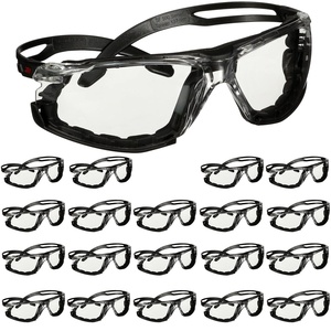3M Safety Glasses,500 Series, 20 Pack, Impact Rated ANSI Z87, Adjustable Ratchet Temples, Sporty Protective Eyewear, Anti-Fog Anti-Scratch Clear Lens, Black Frame(Clear Lens With Foam Gasket  Black Frame)