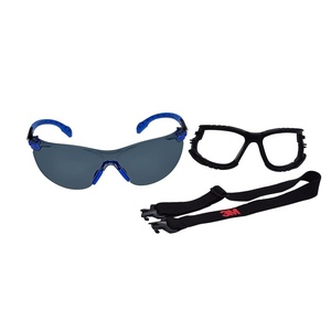 3M Solus 1000-Series S1102SGAF-KT Foam Strap, Black/Blue, Grey Scotchgard Anti-fog Lens, Pack of 1