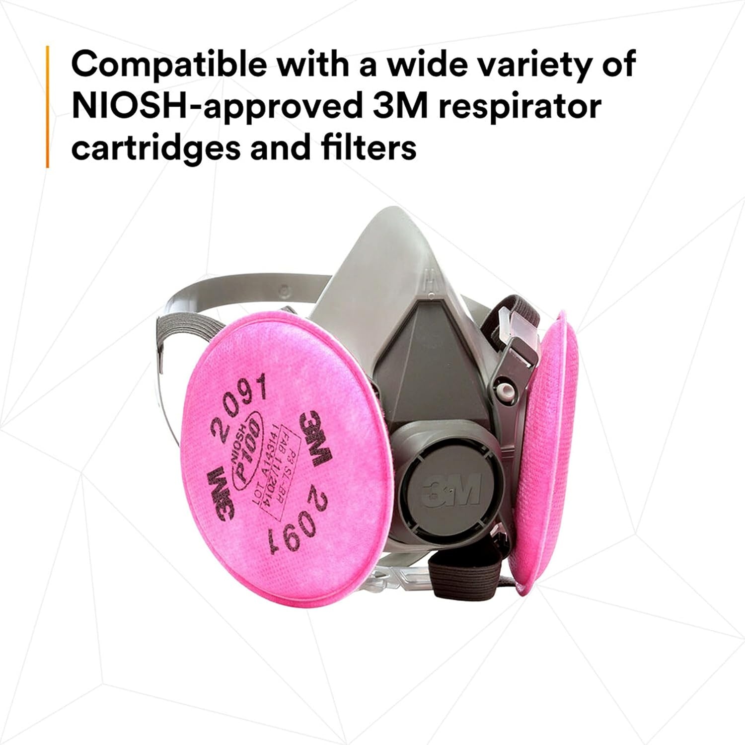 image:image3M Half Facepiece Reusable Respirator Assembly Kit 6191 Size Small P100 Lightweight Comfortable Easy to Adjust Includes 2091 Particulate Filter Welding Soldering Asbestos