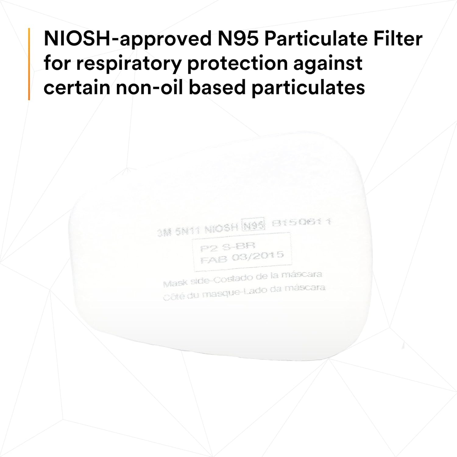 image:image3M N95 Respirator Filter 5N11 Disposable Helps Protect Against NonOil Based Particulates Use With 3M 5000 Series Respirators or 6000 Series Gas and Vapor Cartridges 10 Pack
