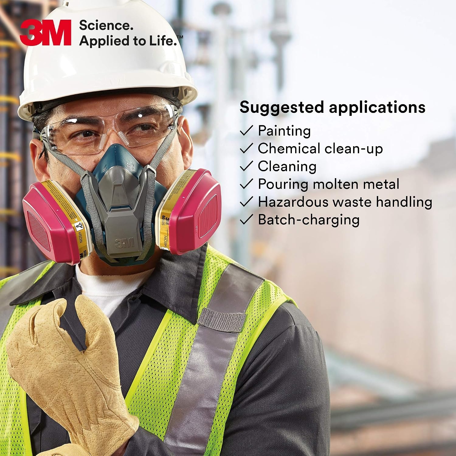 image:image3M P100 Respirator CartridgeFilter 60926 1 Pair NIOSH Helps Protect Against Organic Vapors Acid Gases Ammonia Methylamine Formaldehyde and Particulates