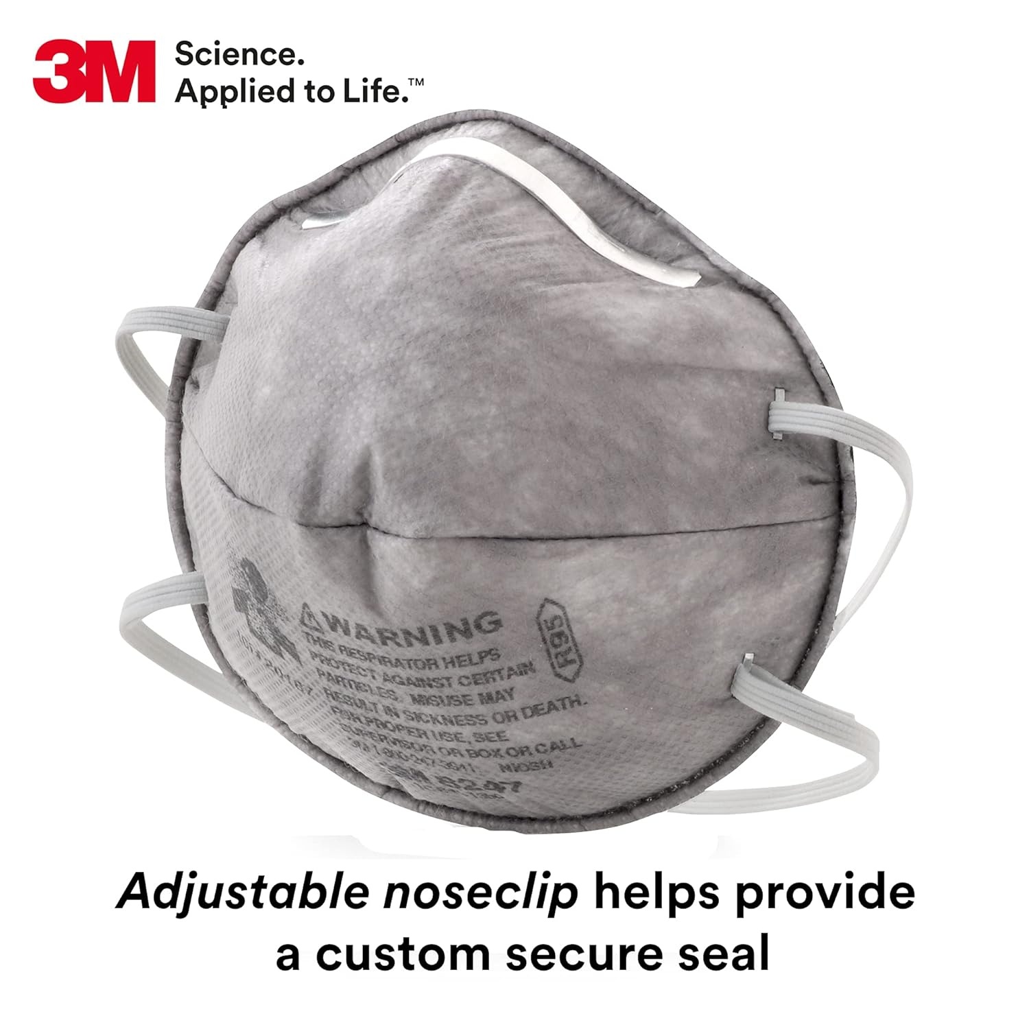 image:image3M Particulate Respirator 8247 Pack of 20 R95 NIOSH Approved Disposable Respirator for Oil Environments Braided Comfort Strap Carbon Filter Material