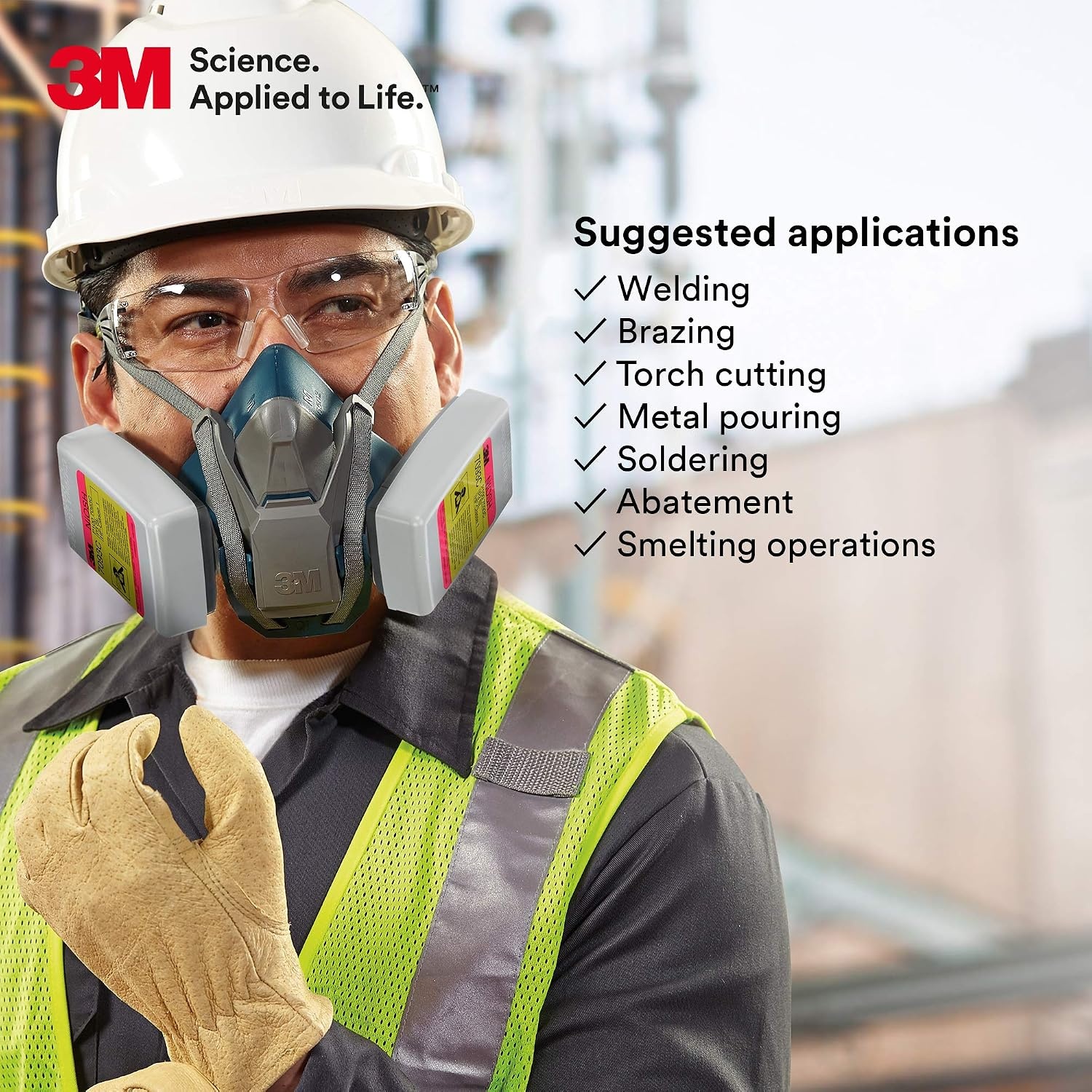 image:image3M Respirator Cartridge Filter Hydrogen Fluoride Lead Asbestos Cadmium Arsenic MDA Metal Welding Soldering Brazing Torch Cutting Pouring P100 7093C Case of 30 Pairs 60 Filters1 Count Pack of 12