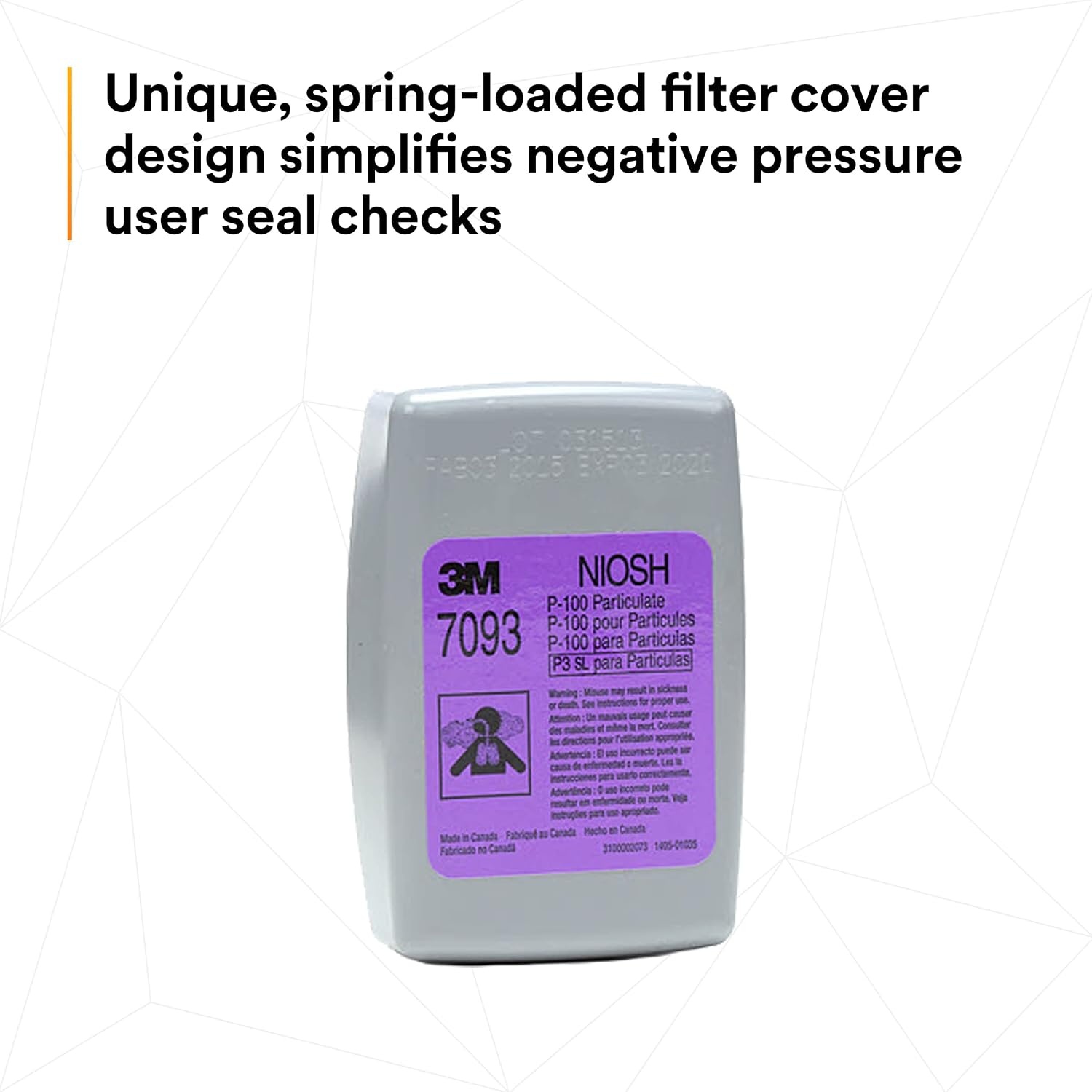 image:image3M Respirator Cartridge Filter Hydrogen Fluoride Lead Asbestos Cadmium Arsenic MDA Metal Welding Soldering Brazing Torch Cutting Pouring P100 7093C Case of 30 Pairs 60 Filters1 Count Pack of 2