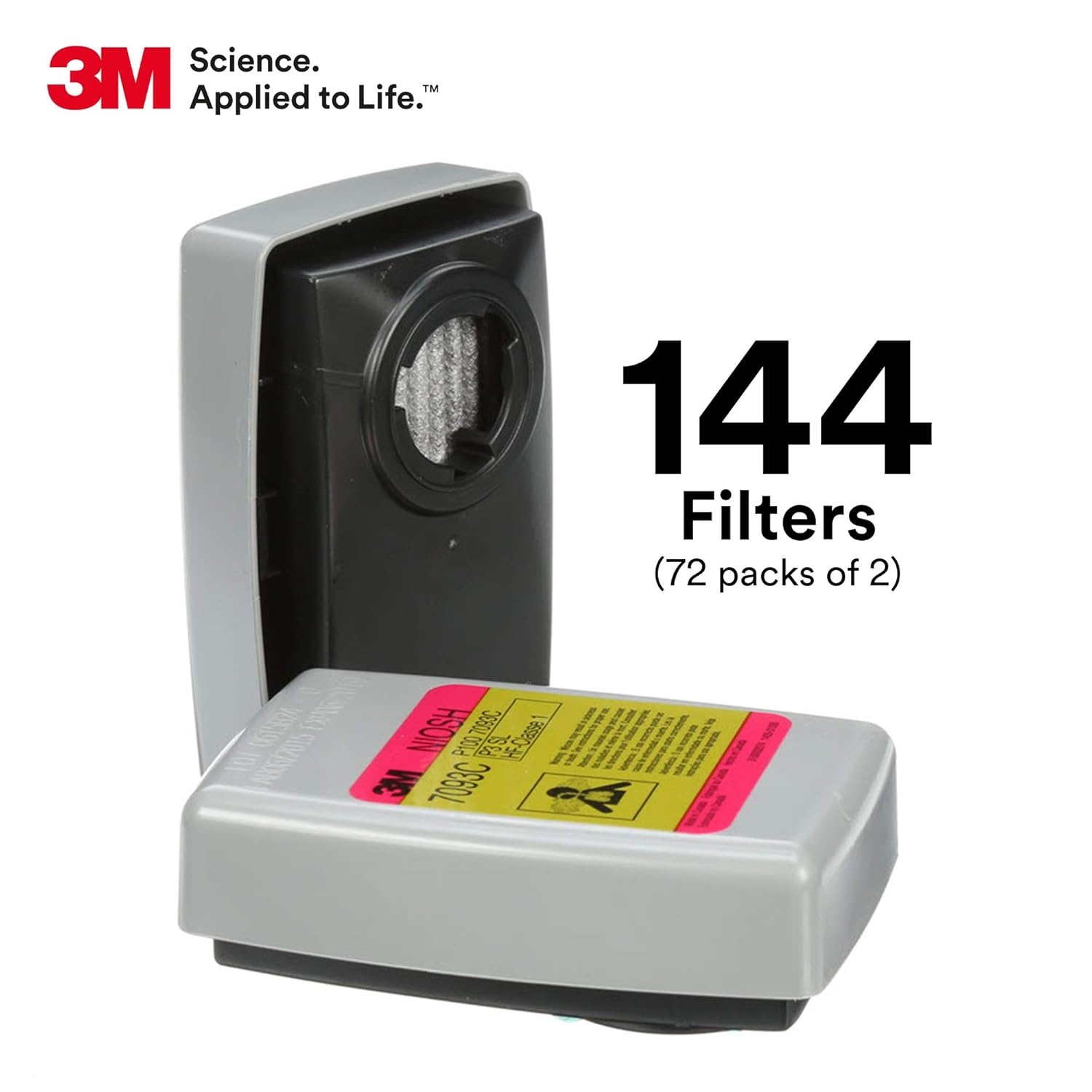 image:image3M Respirator Cartridge Filter Hydrogen Fluoride Lead Asbestos Cadmium Arsenic MDA Metal Welding Soldering Brazing Torch Cutting Pouring P100 7093C Case of 30 Pairs 60 Filters144 Pack