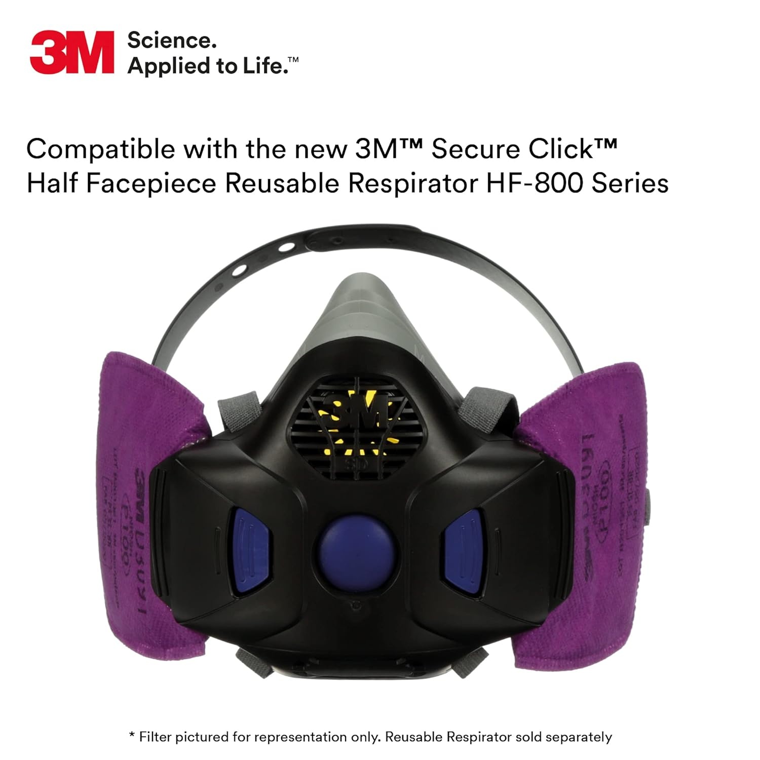 image:imageSecure Click N95 Respirator Filter Secure Click D7N11 NonOil Based Particulates for Secure Click Half Face Reusable Respirator HF800 Series 20Pack