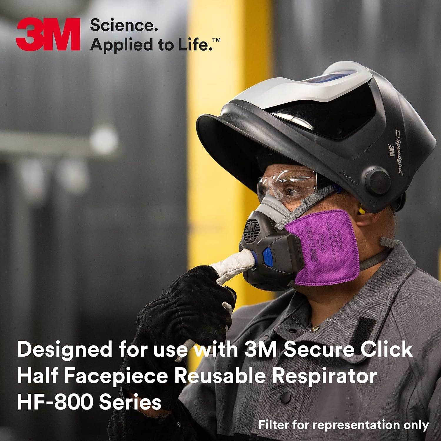 image:imageSecure Click N95 Respirator Filter Secure Click D7N11 NonOil Based Particulates for Secure Click Half Face Reusable Respirator HF800 Series 20Pack