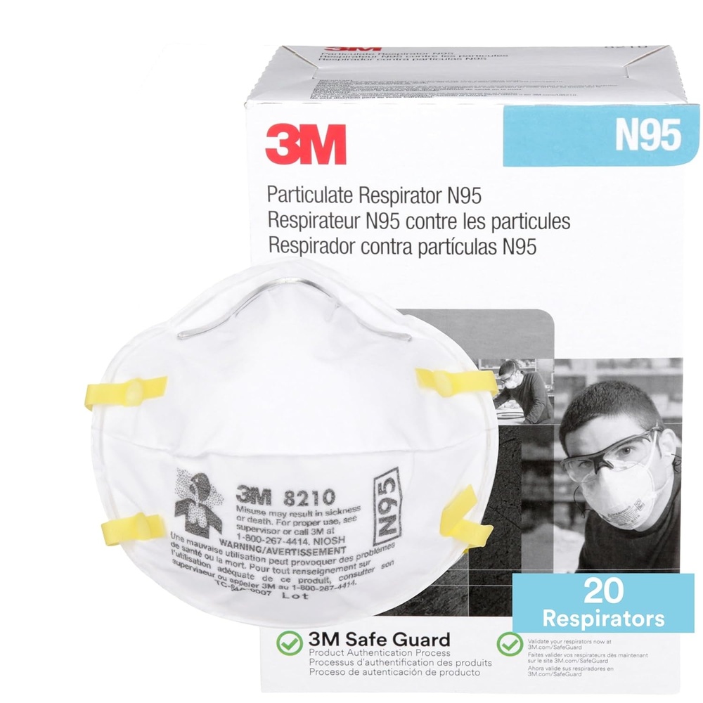 image:image3M 8210 Particulate Respirator N95 Pack of 20 Disposable Respirators NIOSH APPROVED TwoStrap Cup Style Design Lightweight with Cushioning Nose Foam