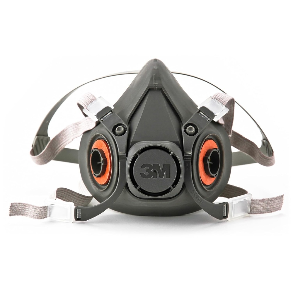 image:image3M Half Facepiece Reusable Respirator 6300 NIOSH FourPoint Harness Comfortable Fit Dual Airline Supplied Air Compatible Bayonet Connections Painting Sanding Cleaning LargeLarge