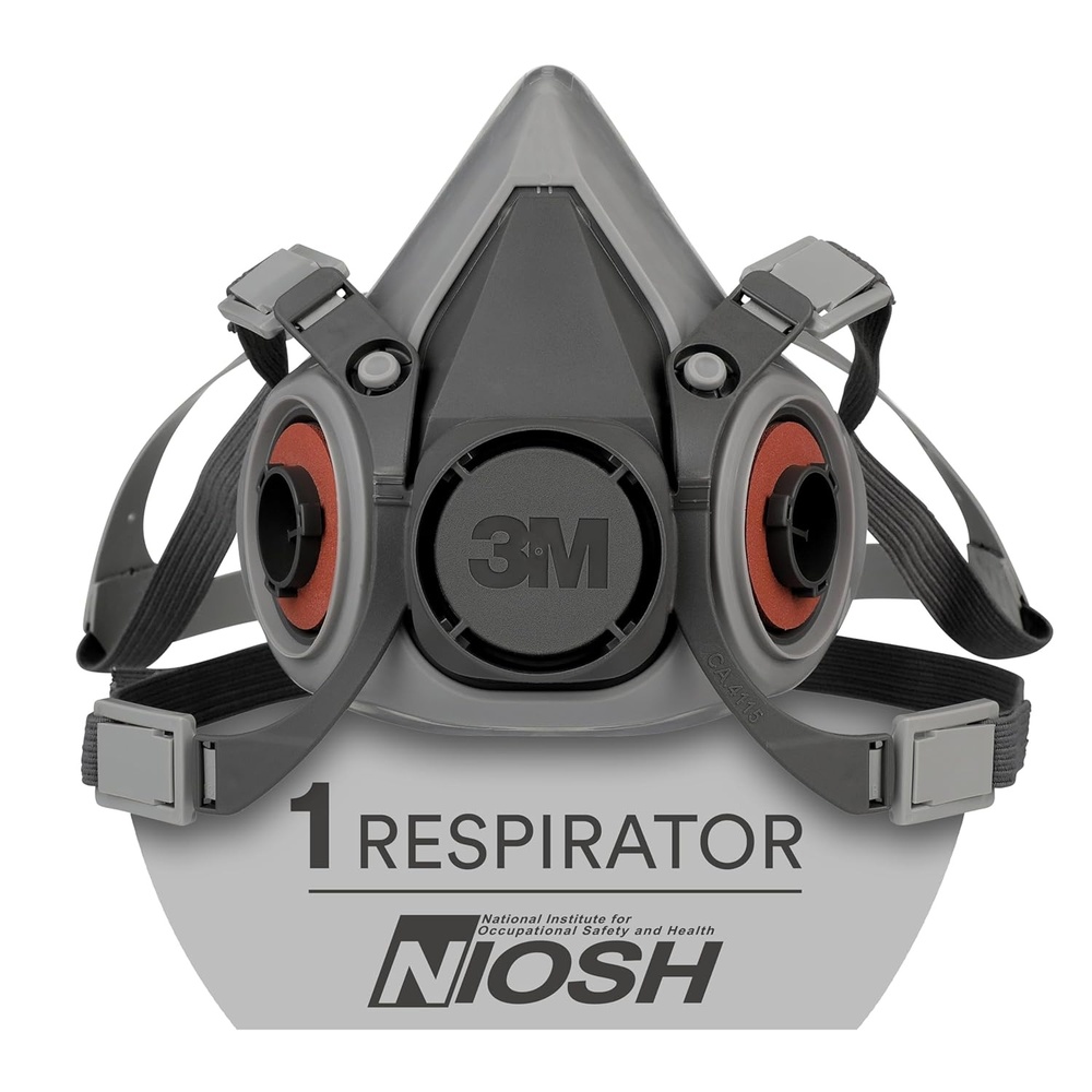 image:image3M Half Facepiece Reusable Respirator 6300 NIOSH FourPoint Harness Comfortable Fit Dual Airline Supplied Air Compatible Bayonet Connections Painting Sanding Cleaning LargeSmall