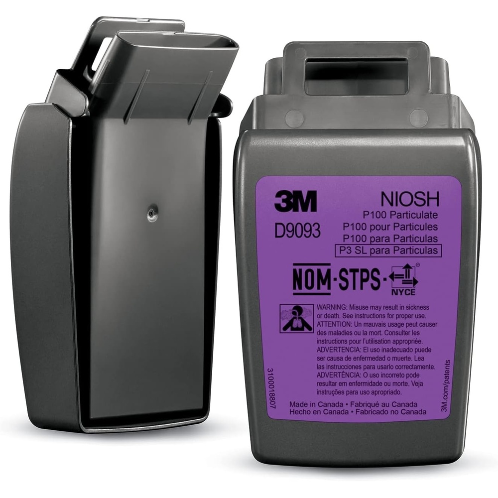 image:image3M P100 Particulate Filter Secure Click D9093 Hard Case Protection Against Lead Asbestos Cadmium Arsenic MDA NIOSH Approved 1 Pair