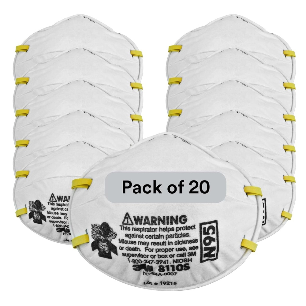 image:image3M Particulate Respirator 8110S N95 Unsealed Smaller Size NIOSH APPROVED Adjustable Noseclip Two Strap Design Advanced Electrostatic Media Nosefoam Disposable Pack of 20