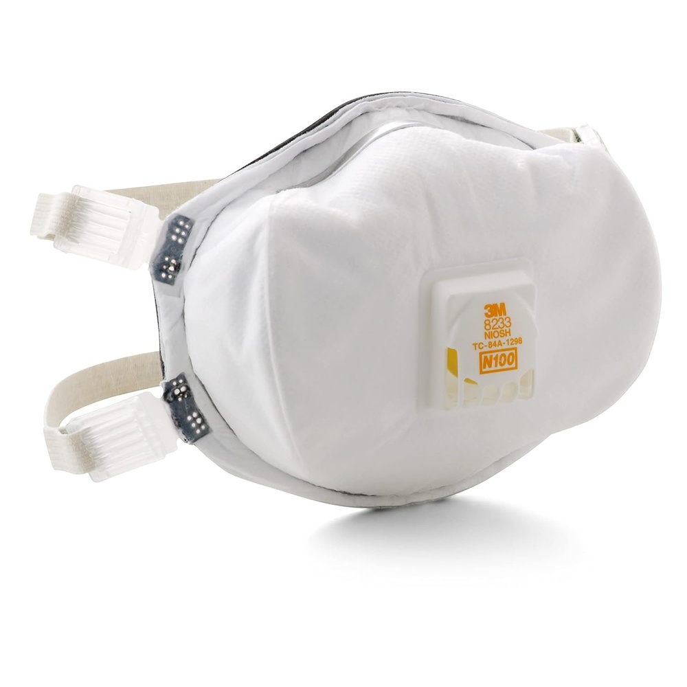 image:image3M Personal Protective Equipment Particulate Disposable Respirator 8233 NIOSH APPROVED Exhalation Valve N100 Certain NonOil Based Particles 1 Piece