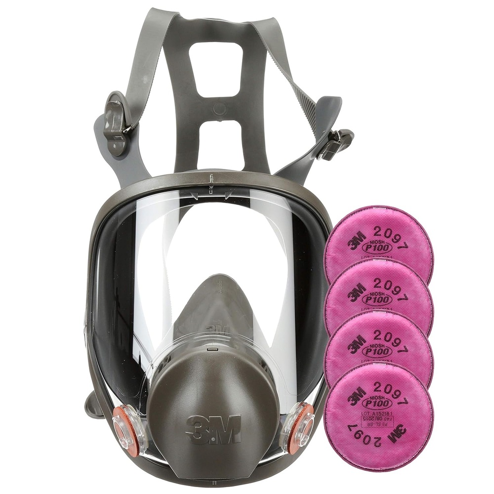 image:image3M Respirator Kit Full Face 6800 Reusable Medium Plus 4 Particulate Filters 2097 P100 for Mold Remediation Dust Lead Asbestos